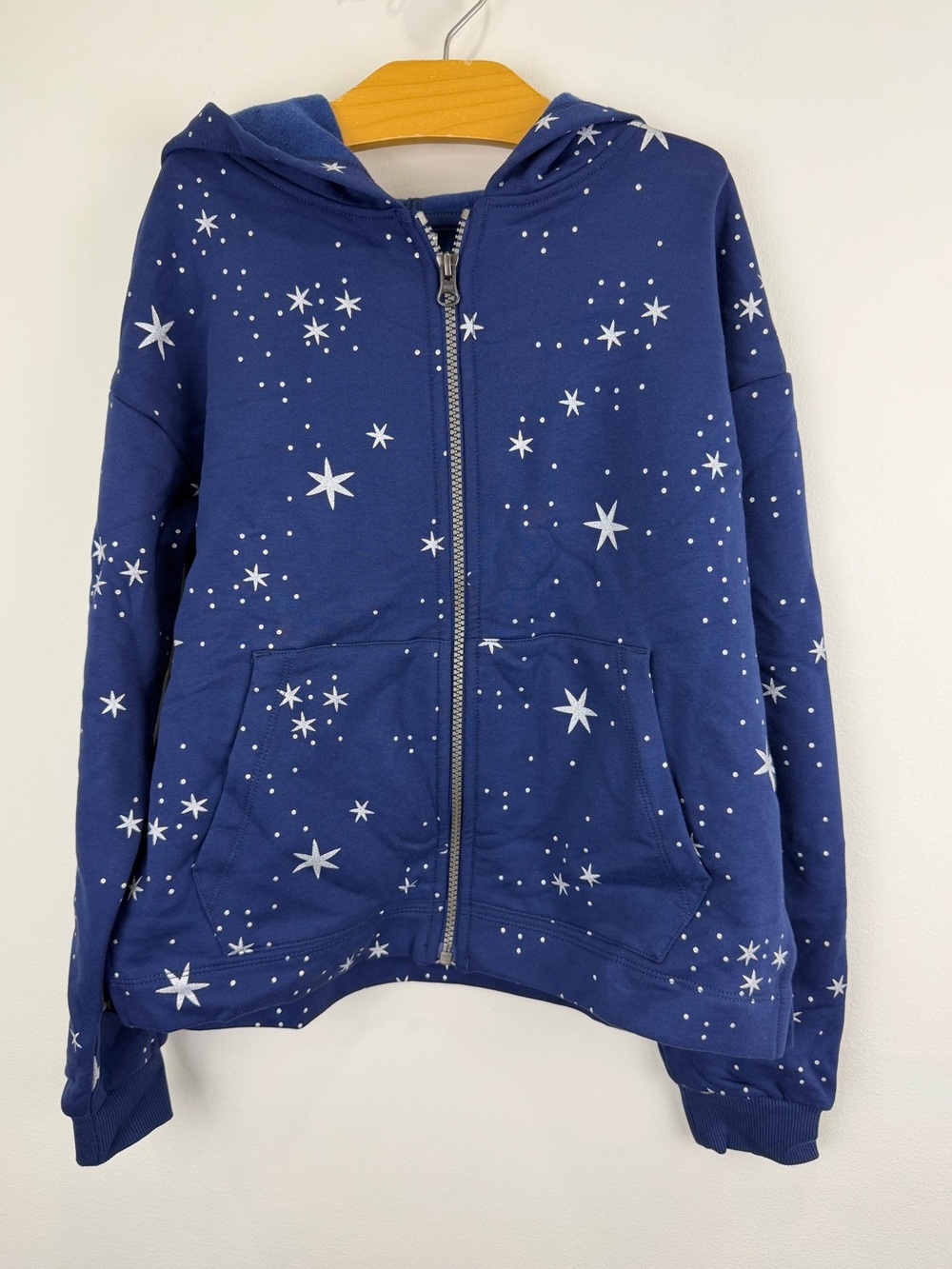Hanna Andersson Cozy Star Zip Up Hoodie Blue Girls US 12 150 New
